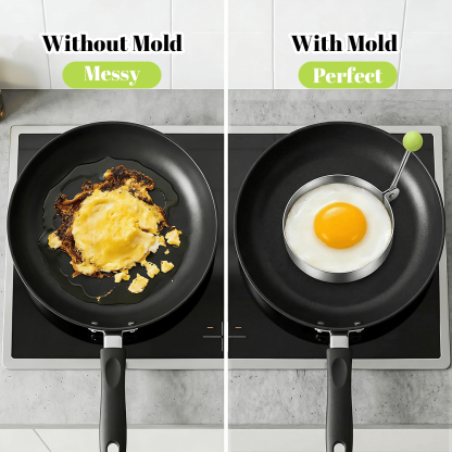 🔥LAST DAY 49% OFF-🔥5PCS Fried Egg Ring Molds Nonstick for Griddle Pan – Stainless Steel Egg Shaper Pancake Maker Set for Frying & Cooking