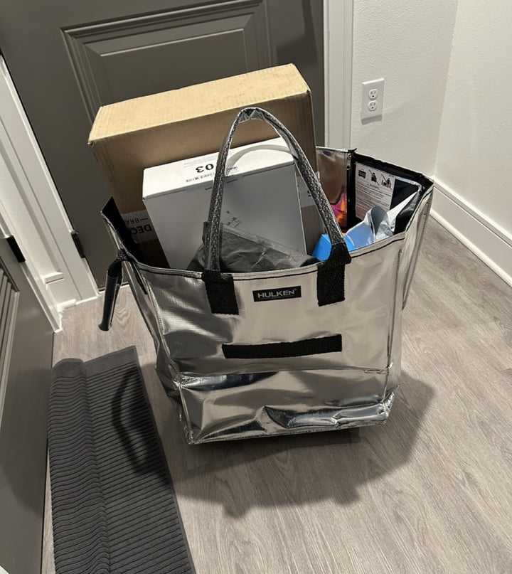 HK Rolling Tote Bag with Zip Top & Button Closure