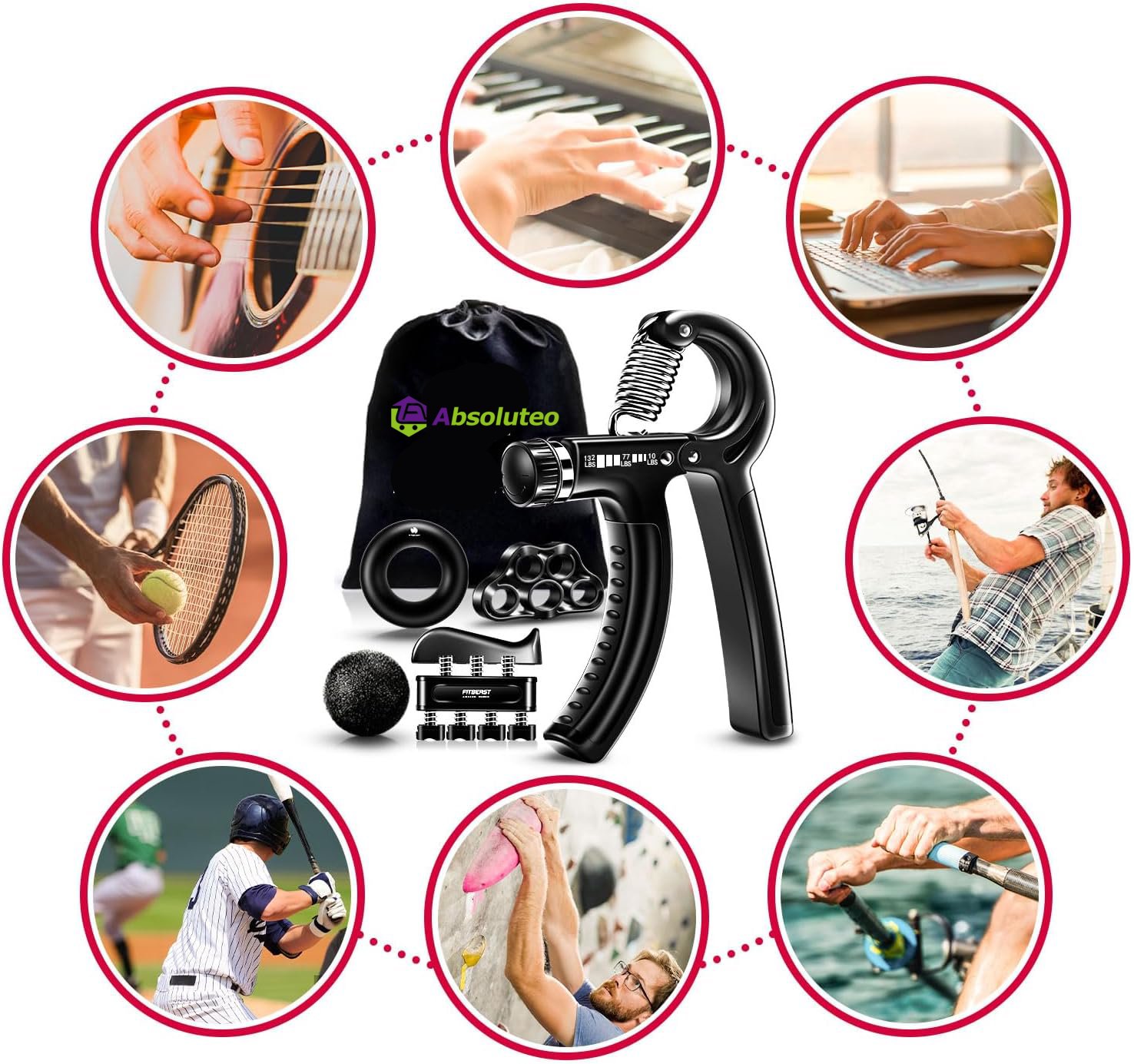 Grip Strengthener Forearm Strengthener Hand Grips Strengthener Kit - 5 Pack Adjustable Resistance-SLOOSELYK