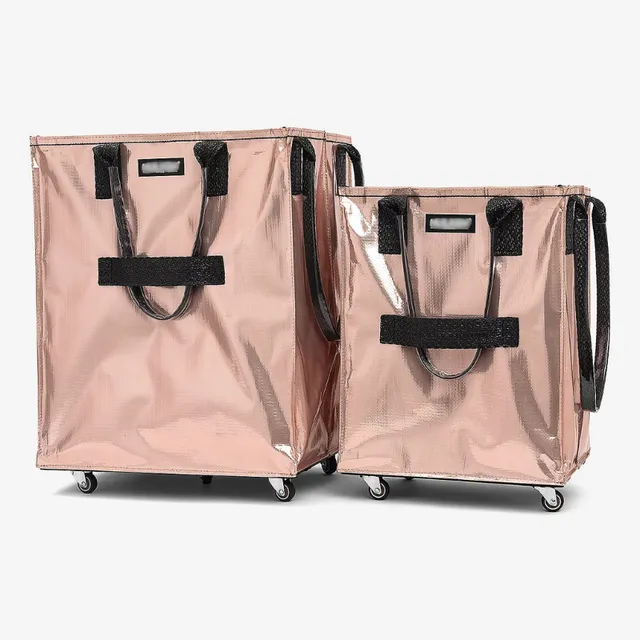 HK Rolling Tote Bag with Zip Top & Button Closure