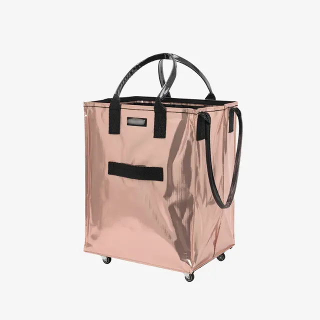 HK Rolling Tote Bag with Zip Top & Button Closure