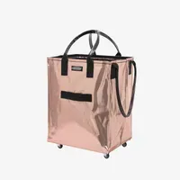 HK Rolling Tote Bag with Zip Top & Button Closure