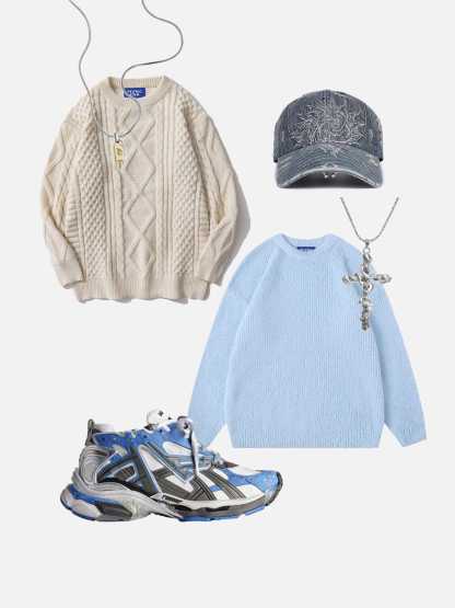 Aelfric Eden Retro 90s Cable Knit Sweater