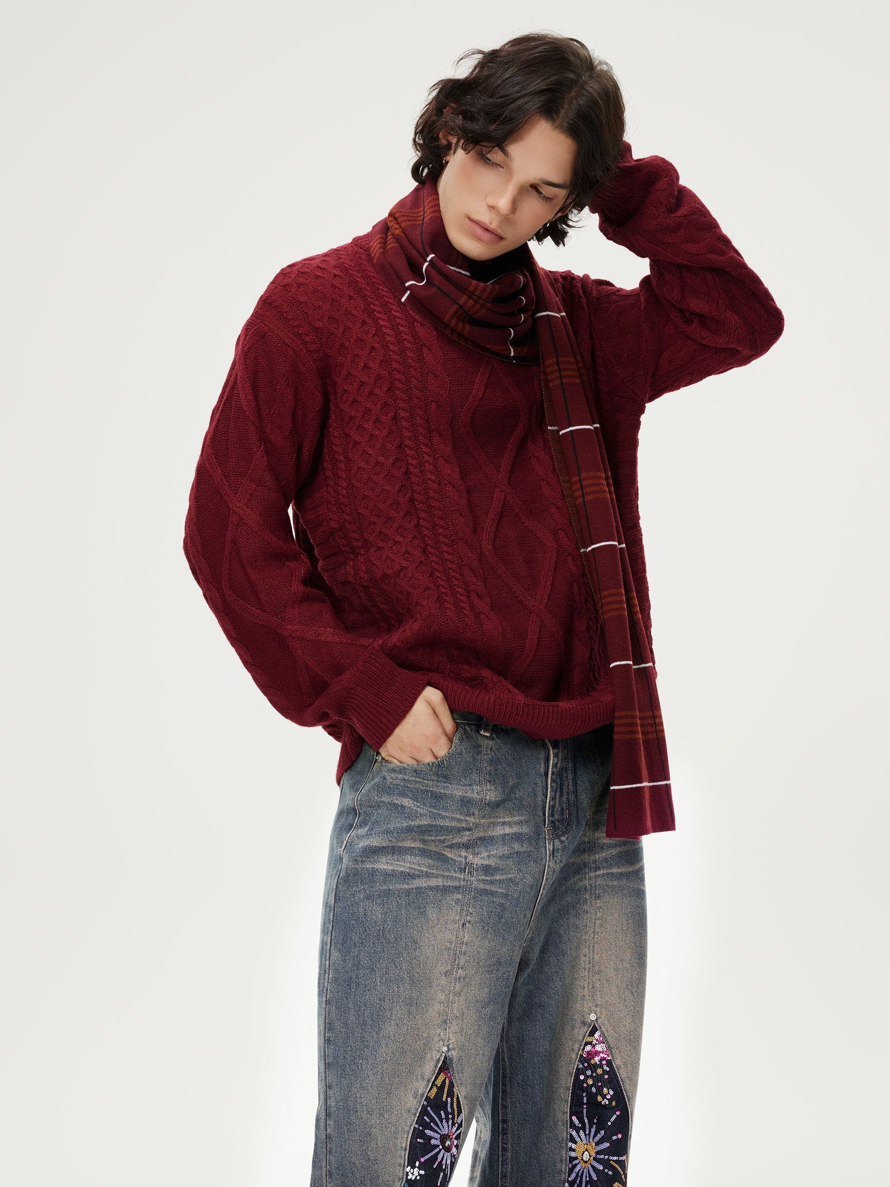 Aelfric Eden Retro 90s Cable Knit Sweater
