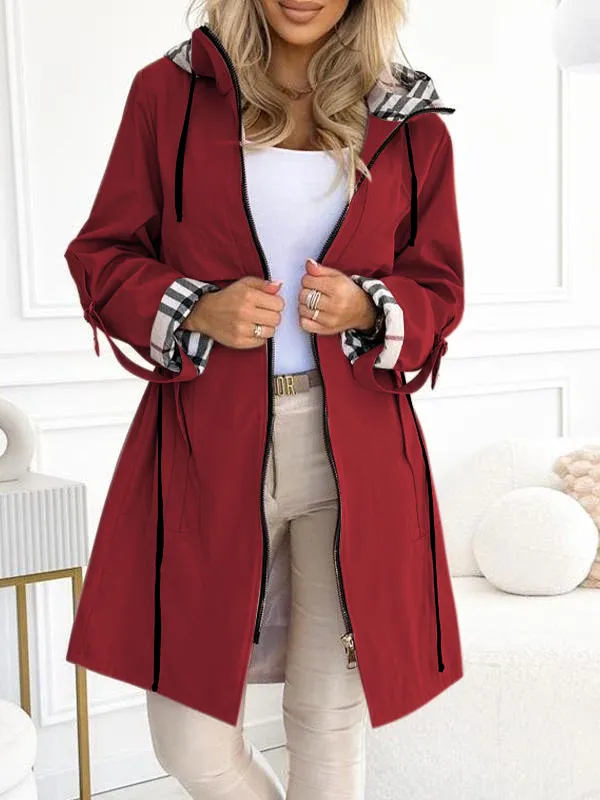 Women's Checked Casual Long Jacket - C0313