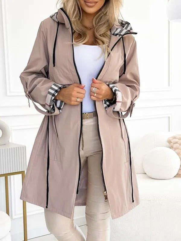 Women's Checked Casual Long Jacket - C0313