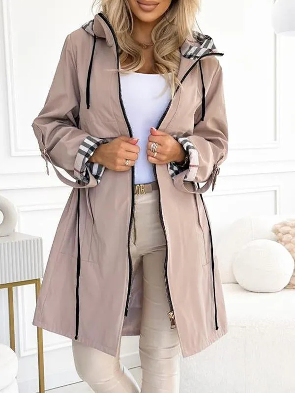 Women's Checked Casual Long Jacket - C0313