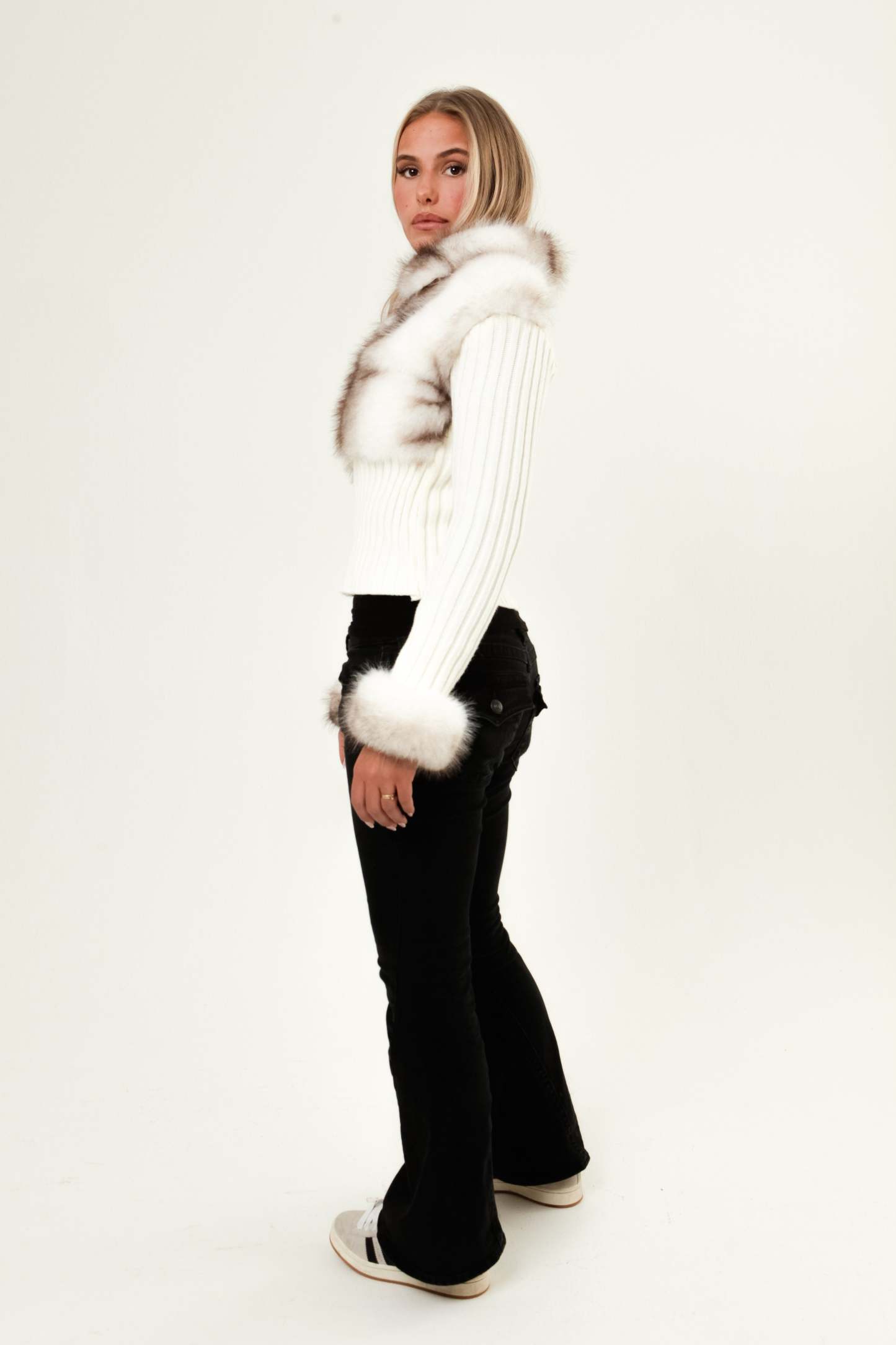 Ivory Fur Cardigan - White