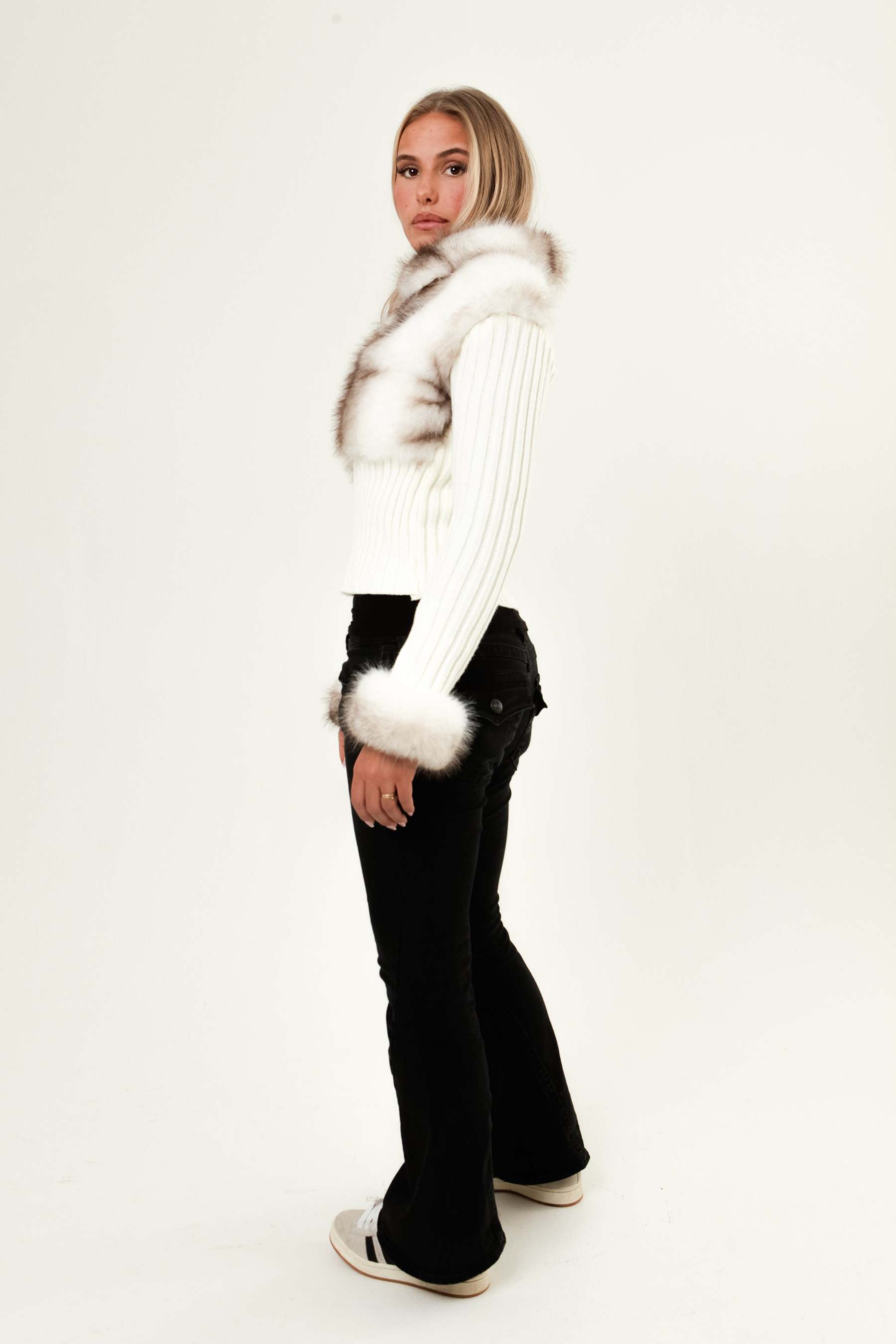 Ivory Fur Cardigan - White