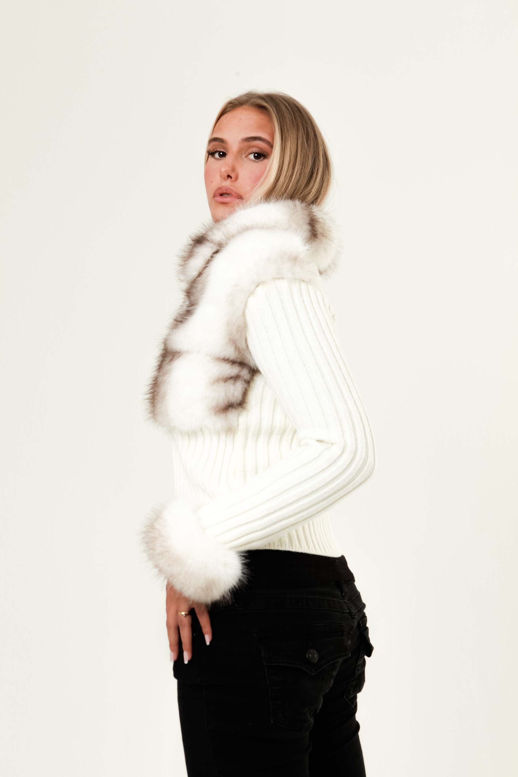 Ivory Fur Cardigan - White
