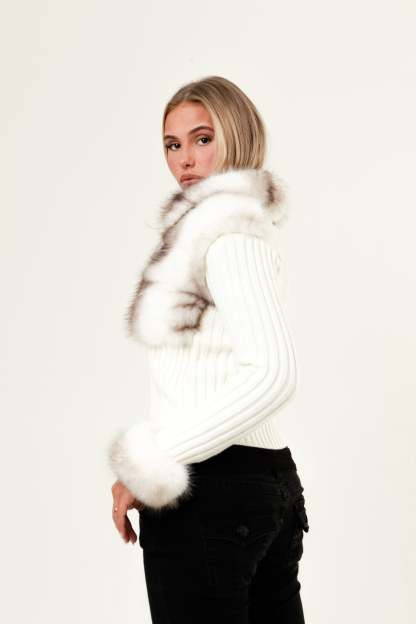 Ivory Fur Cardigan - White