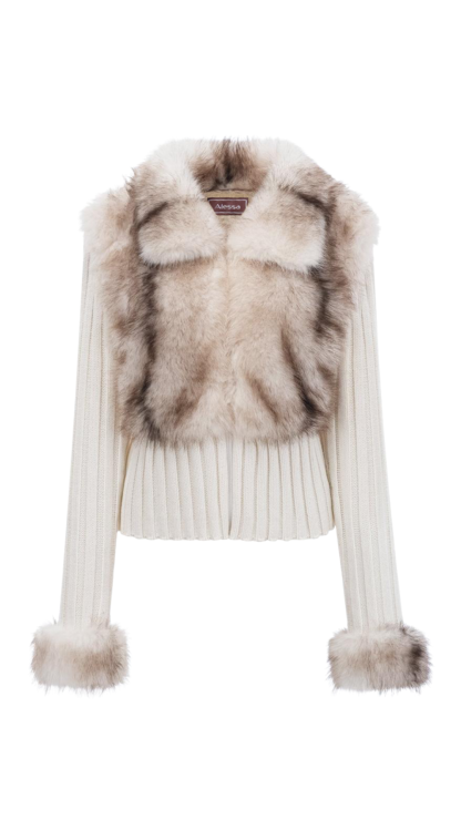 Ivory Fur Cardigan - White