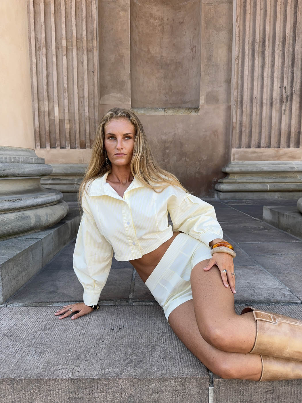 Aluna striped jacket - White/yellow