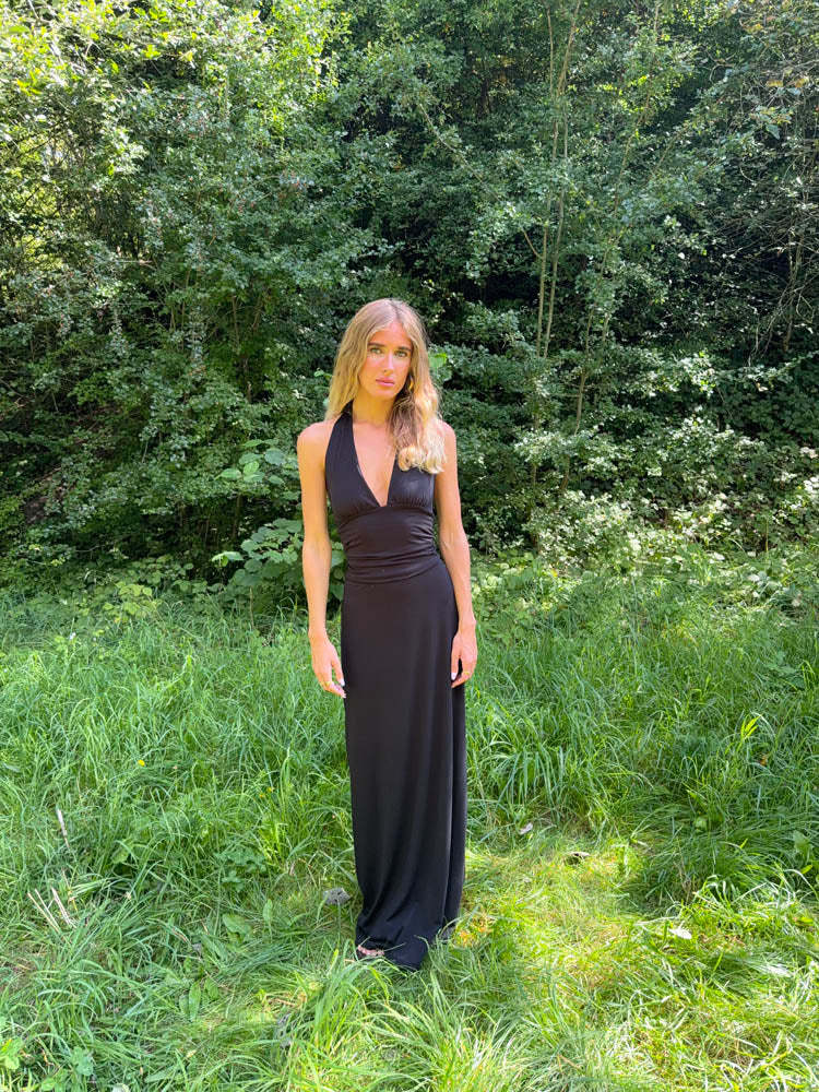 Clauda maxi dress with open back - Black