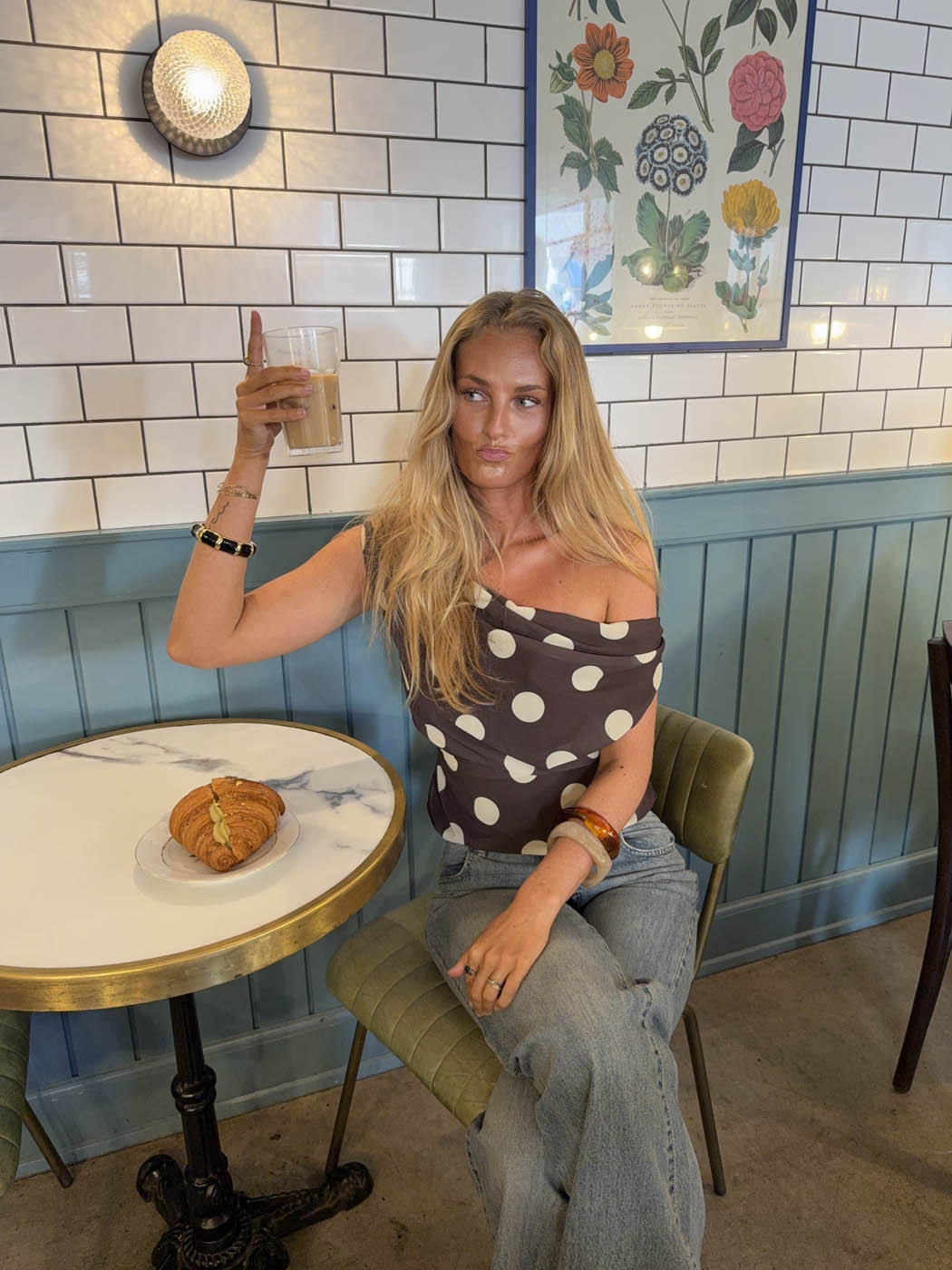 Lily top with polka dots – Brown/Yellow