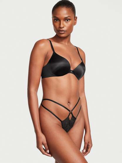 Strappy Lace Crotchless Thong Panty