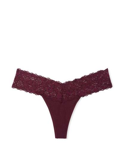 Shimmer Lace Waist Cotton Thong Panty