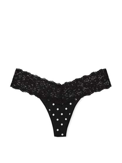 Shimmer Lace Waist Cotton Thong Panty