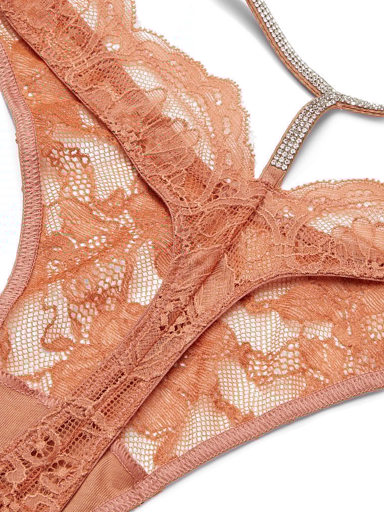 Shine Strap Cutout Back Lace Thong Panty