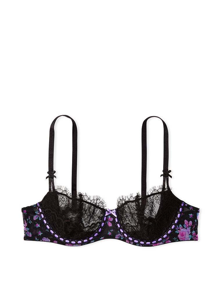 Wicked Unlined Ribbon Slot Lace Balconette Bra