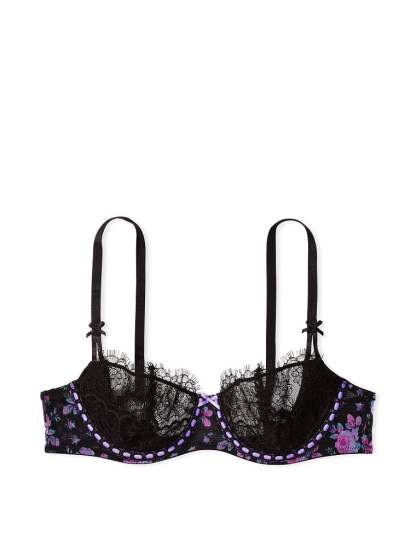 Wicked Unlined Ribbon Slot Lace Balconette Bra