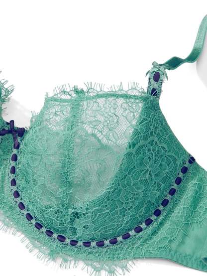 Wicked Unlined Ribbon Slot Lace Balconette Bra