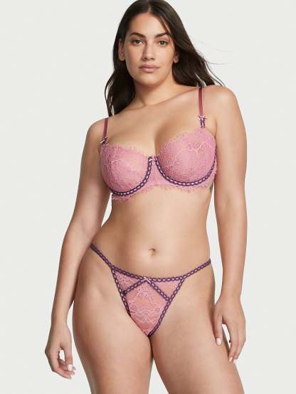 Wicked Unlined Ribbon Slot Lace Balconette Bra
