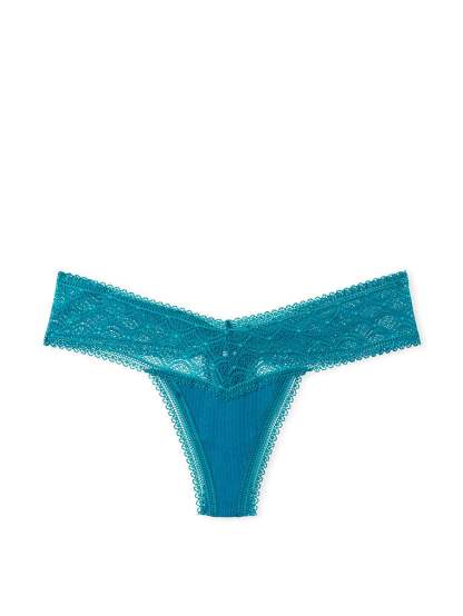 Shimmer Lace Waist Cotton Thong Panty