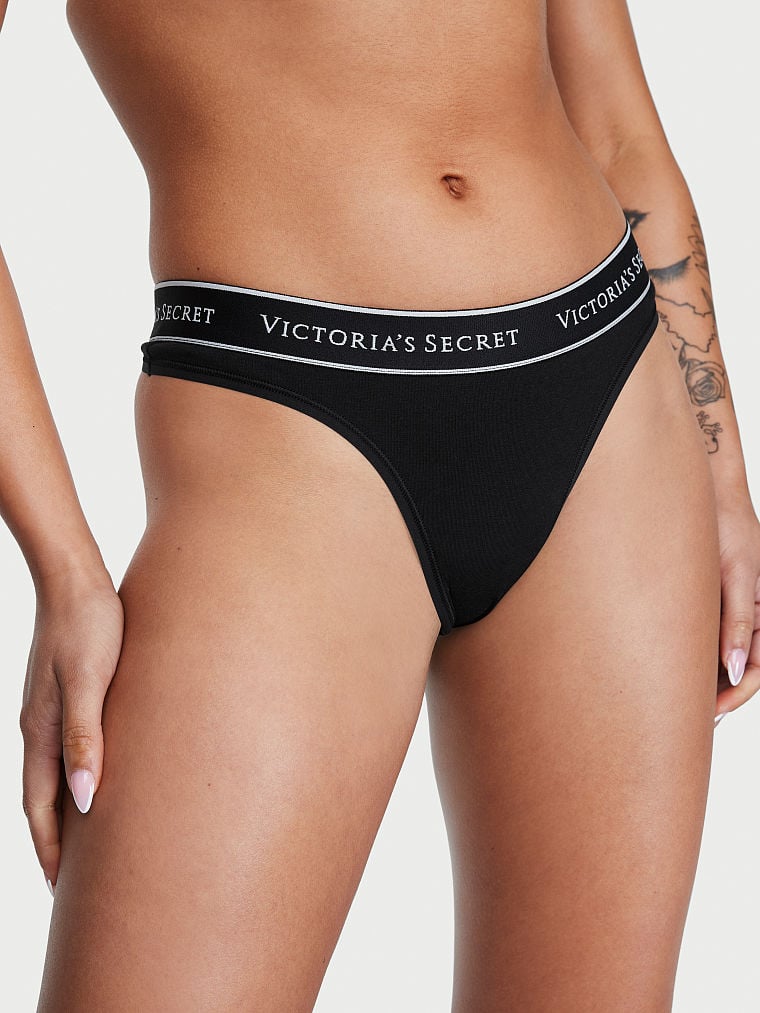 Logo Cotton Thong Panty