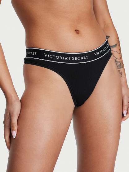 Logo Cotton Thong Panty