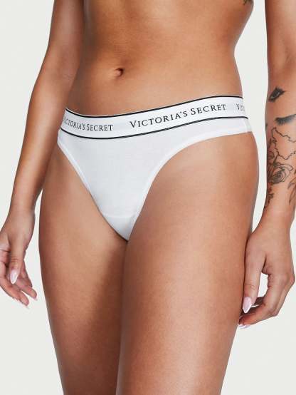 Logo Cotton Thong Panty