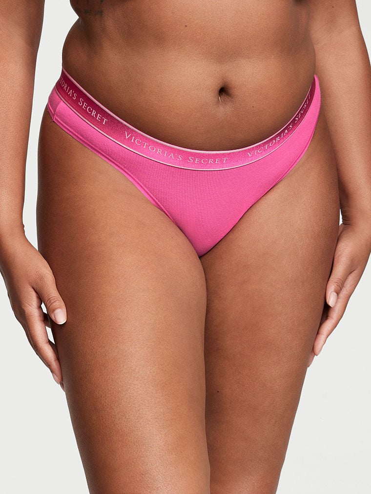 Logo Cotton Thong Panty