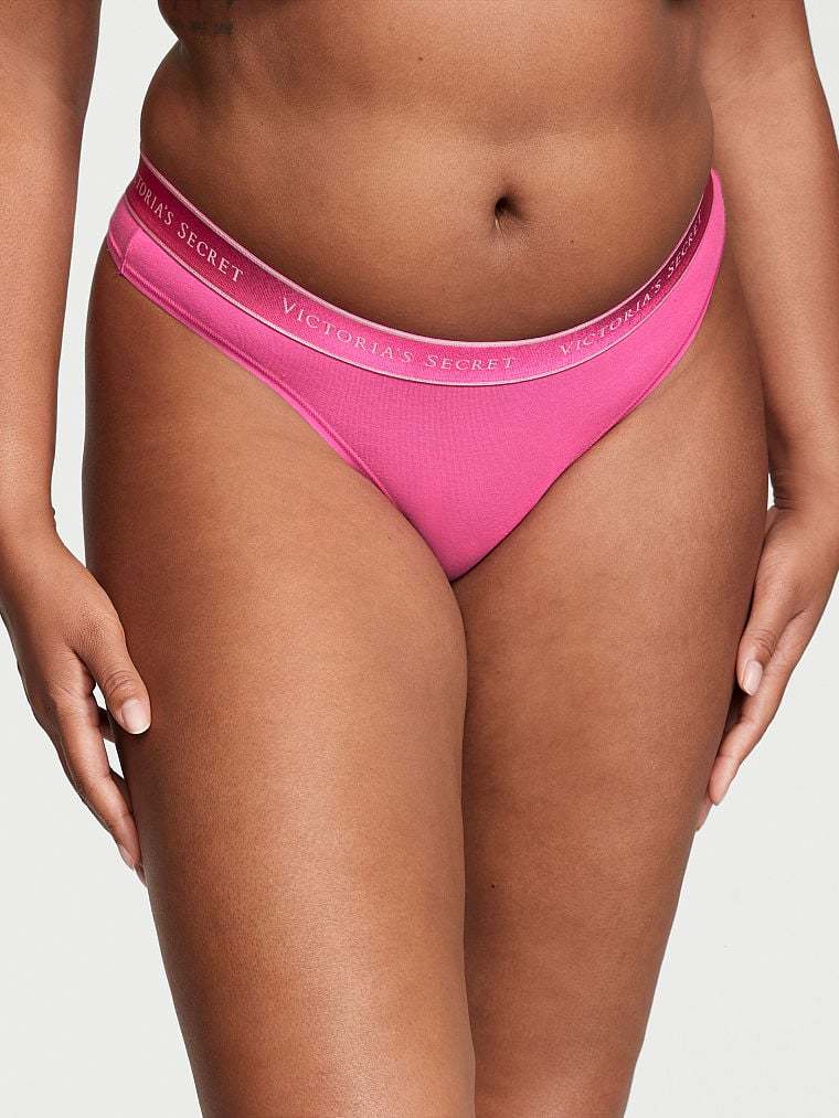 Logo Cotton Thong Panty