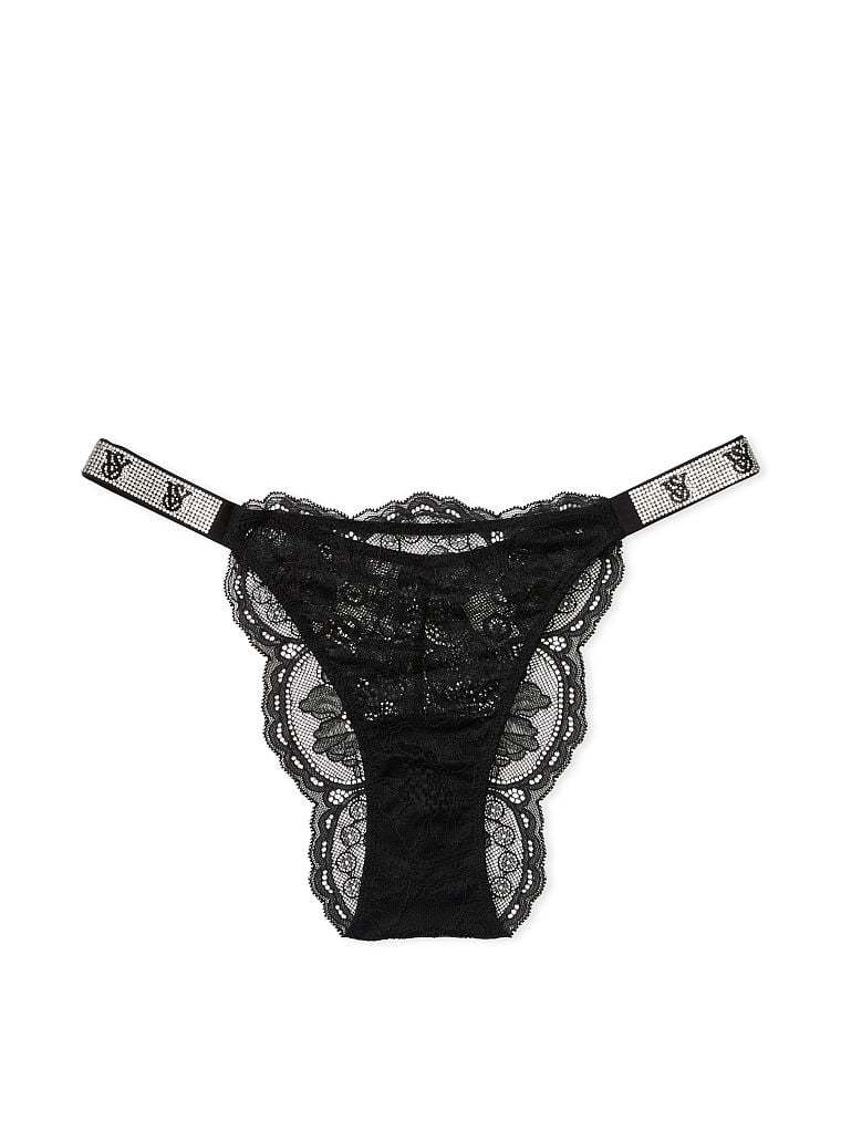 Shine Chain Strap Lace Brazilian Panty