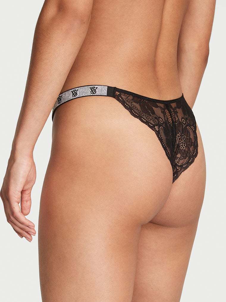 Shine Chain Strap Lace Brazilian Panty