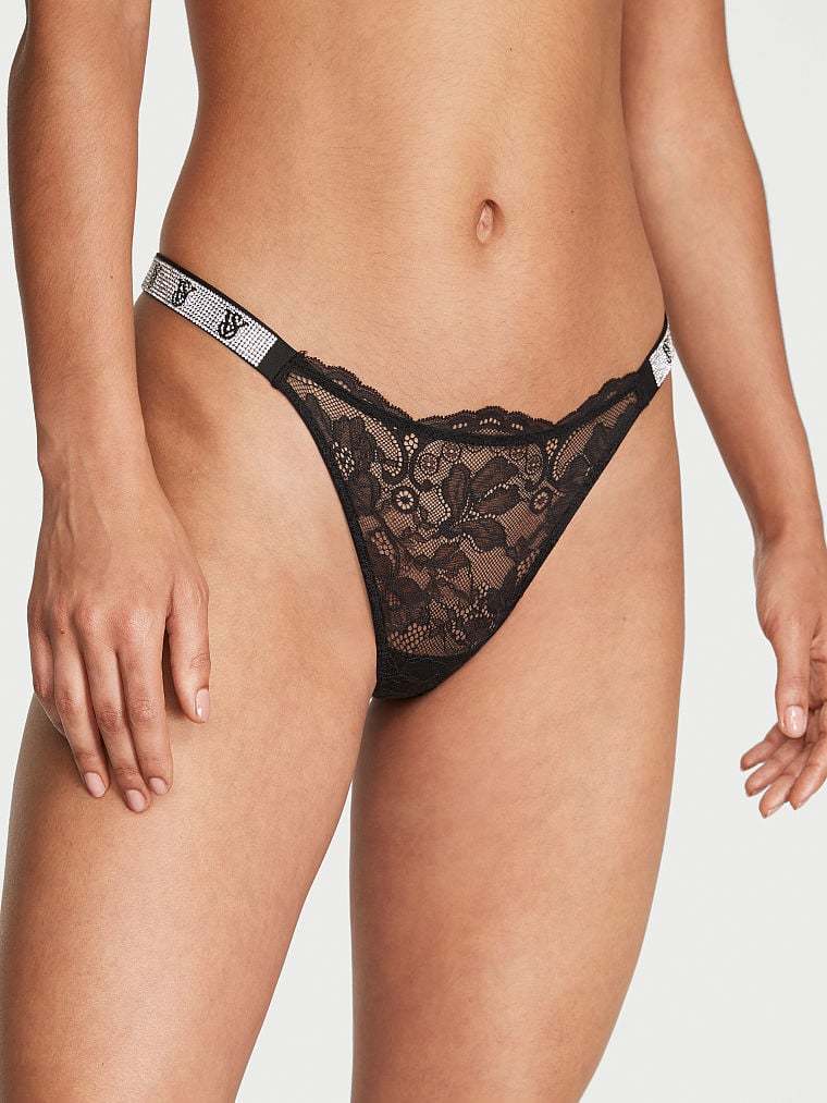 Shine Chain Strap Lace Brazilian Panty