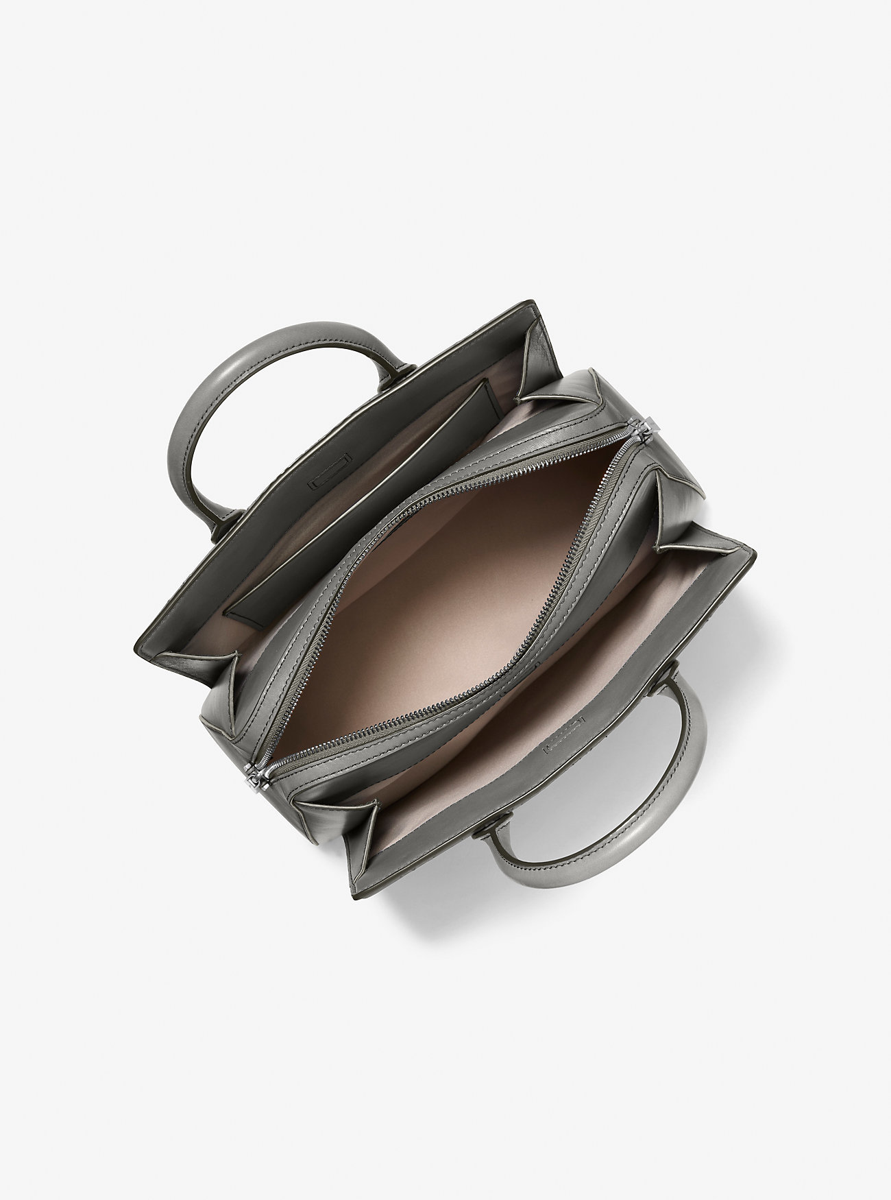 Laila Medium Logo Embossed Burnished Leather Satchel