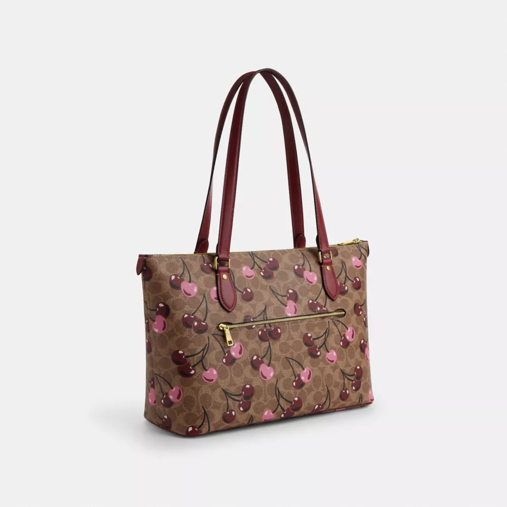 Gallery Tote Bag In Signature Canvas With Cherry Print