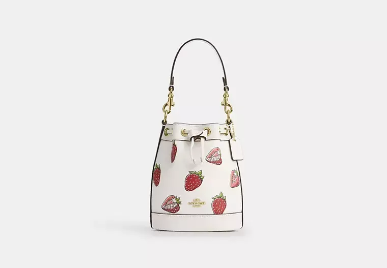 Mini Bucket Bag With Strawberry Print