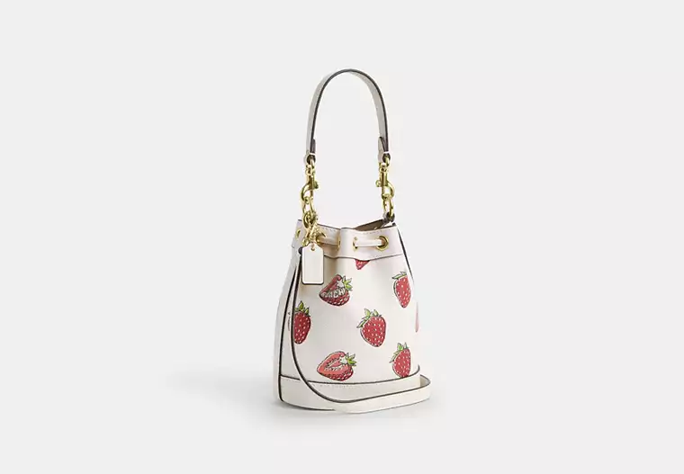 Mini Bucket Bag With Strawberry Print