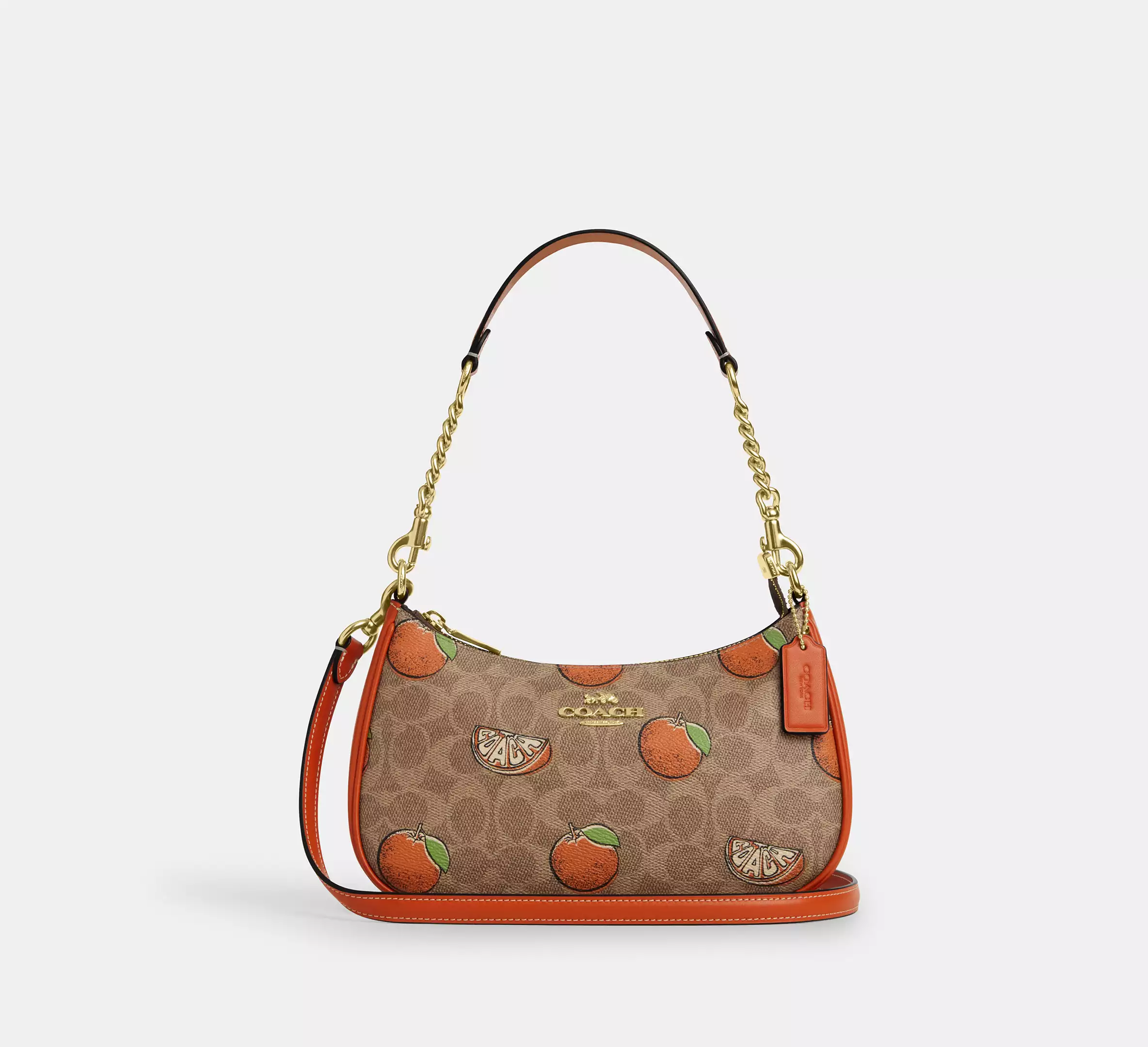 Teri Shoulder Bag In Signature Canvas With Orange Print