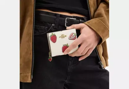 Snap Wallet With Strawberry Print