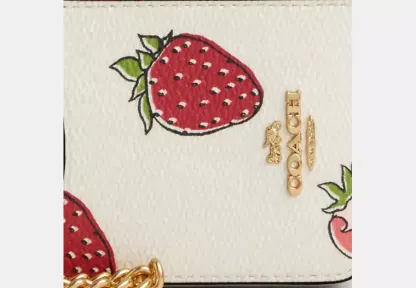 Zip Card Case With Strawberry Print