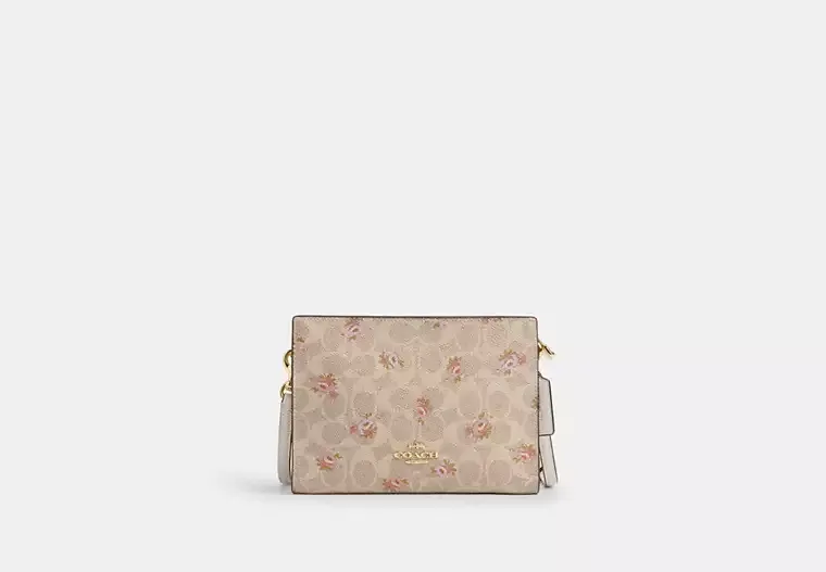 Slim Crossbody Bag In Signature Canvas With Floral Print