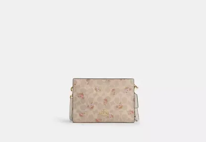 Slim Crossbody Bag In Signature Canvas With Floral Print
