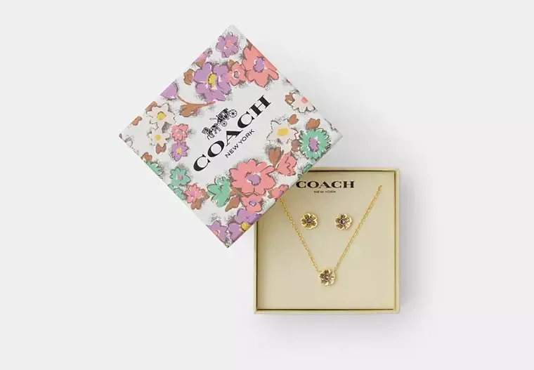 Tea Rose Pendant Necklace And Earrings Gift Set