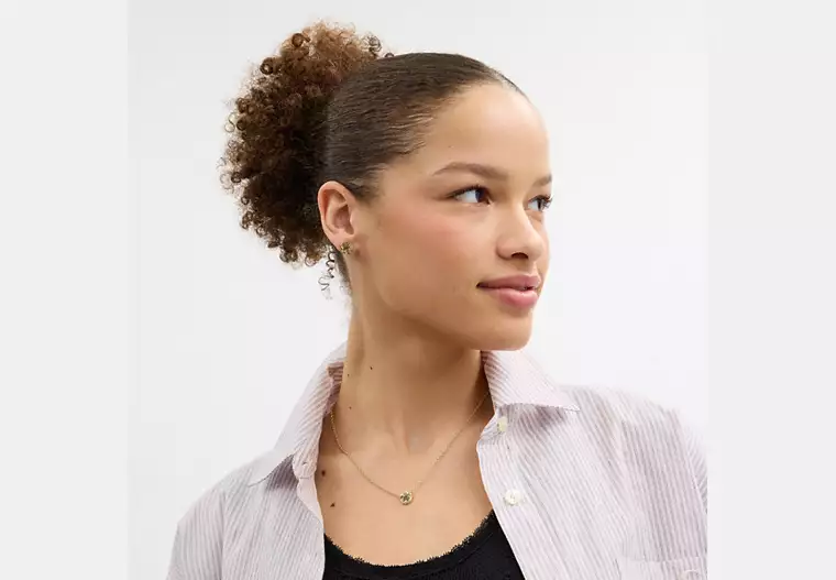 Tea Rose Pendant Necklace And Earrings Gift Set