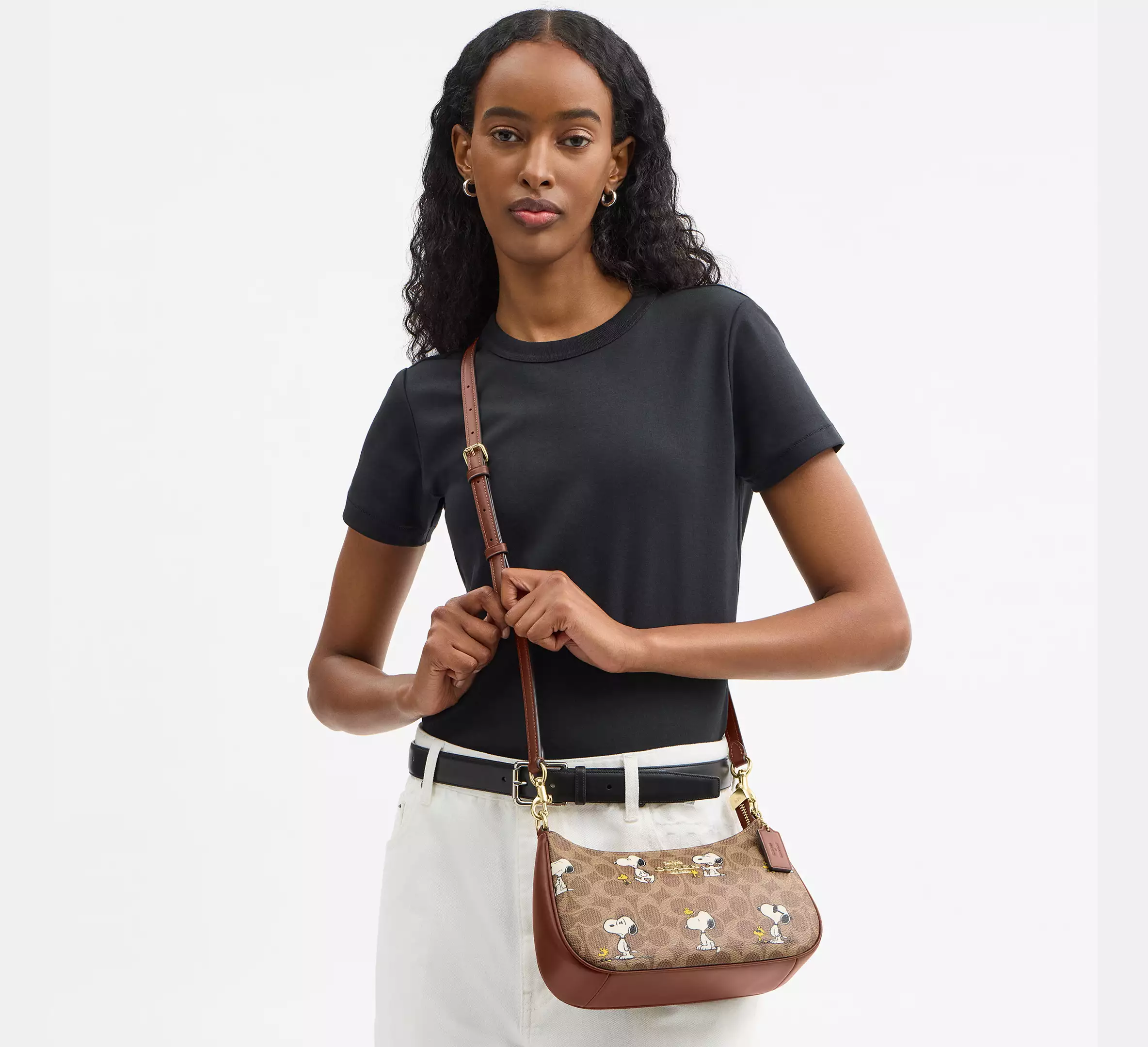 Peanuts Signature Canvas Shoulder Bag With Snoopy Print