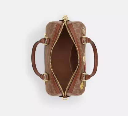 Peanuts Rowan Satchel Bag In Signature Canvas With Patches