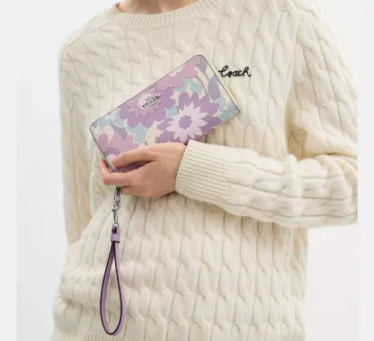 Long Zip Around Wallet With Floral Print